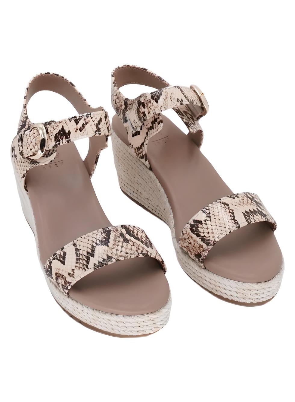 Naturalizer Stella Beige Snake Print Leather Espadrille Wedge Sandals Size 9M